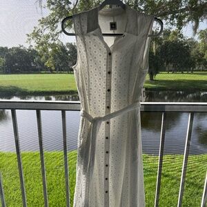 Anne Klein White cotton full length dress